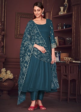 Faux Georgette Embroidered Anarkali Suit