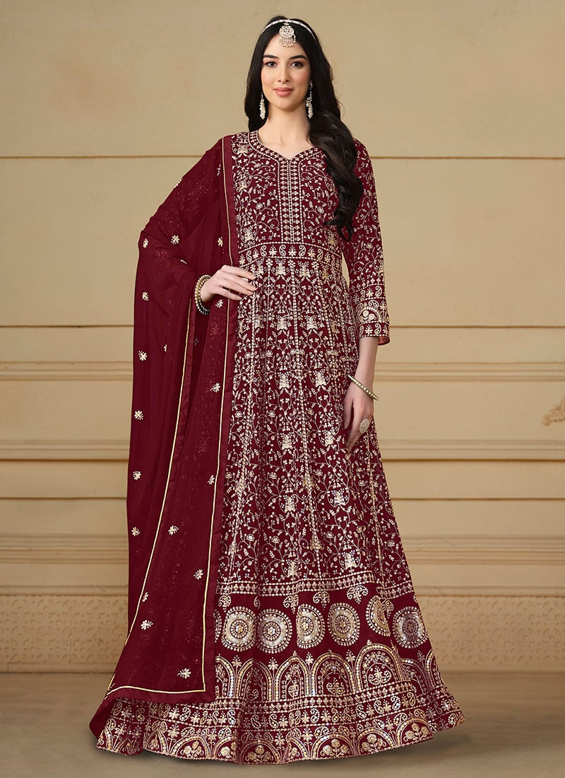 Georgette Embroidered Sequins Anarkali Suit Party Wear
