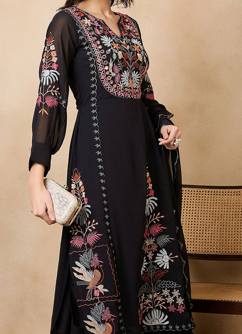 Traditional Function Wear Readymade Suit Collection Brown Real Georgette Pant Straight