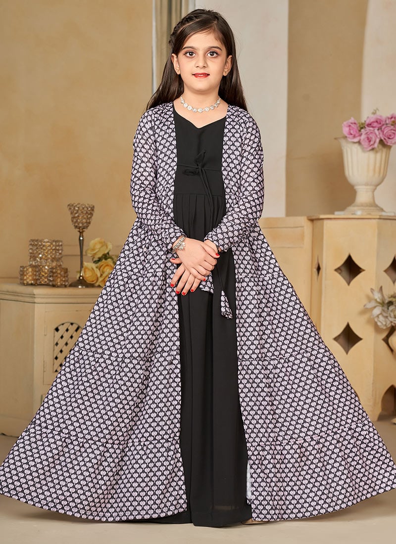 Faux Georgette Kids Girls Dresses And Gown Party Wear