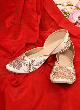 Fawn Dupion Silk Embroidered Zari Zardosi Juti For Women