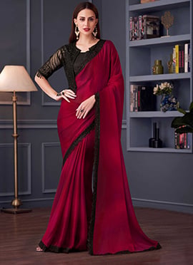 Festival Ready Maroon Silk Embroidered Sequins Saree