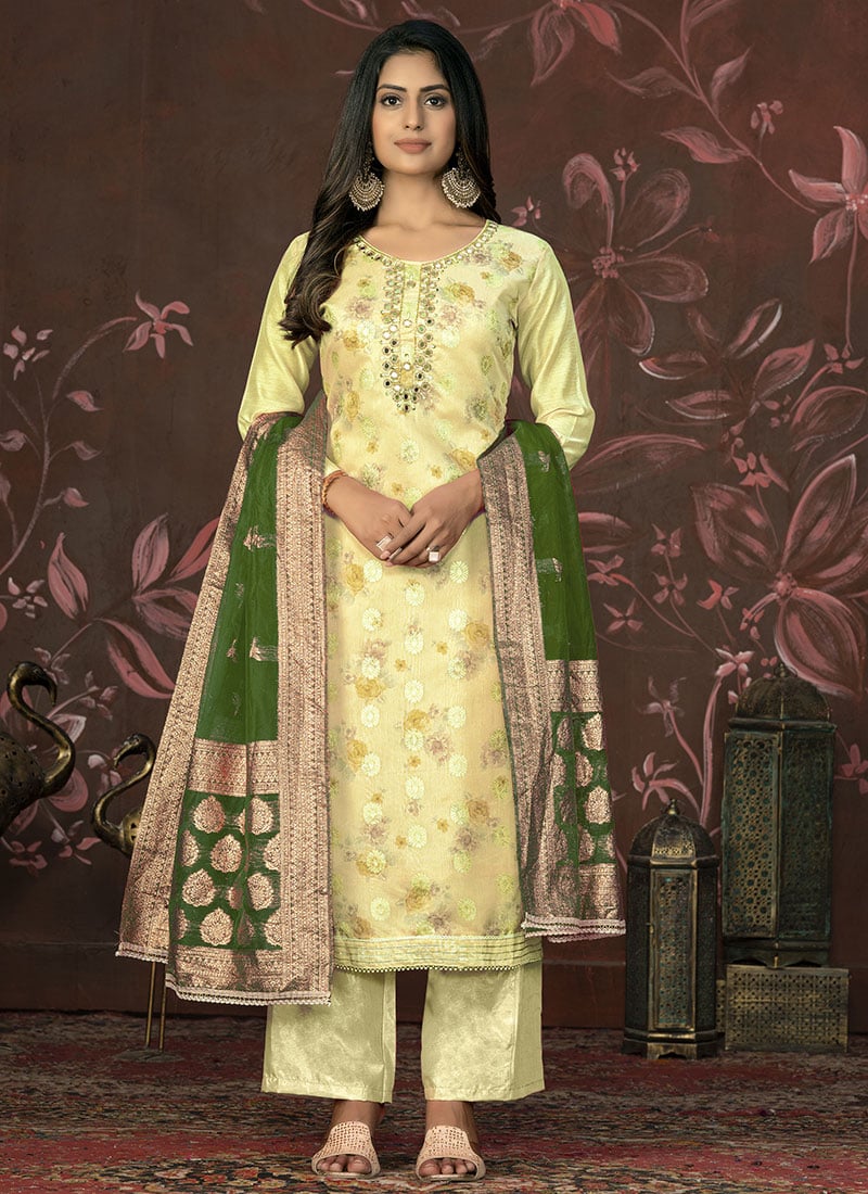 Festive Art Silk Hand Work Palazzo Suit Party Wear