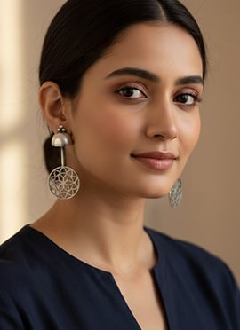 Festive Silver Oxidised Drop