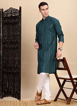 Firozi Cotton Textured Kurta