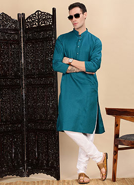 Firozi Cotton Textured Kurta