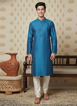 Firozi Jacquard Embroidered Kurta Pyjama