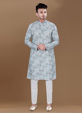Firozi Rayon Sequins Kurta Pyjama