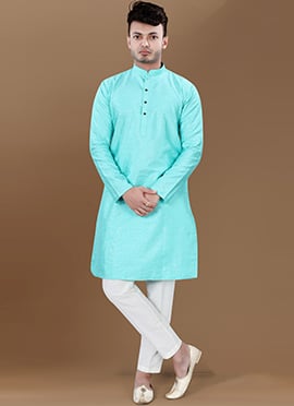 Firozi Silk Sequins Kurta Pyjama