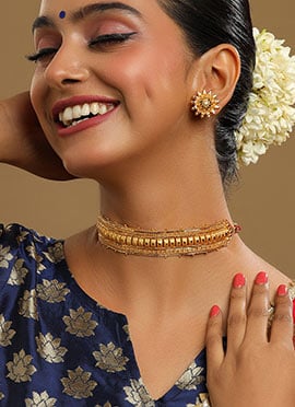 Floral Motif Golden Plated Choker