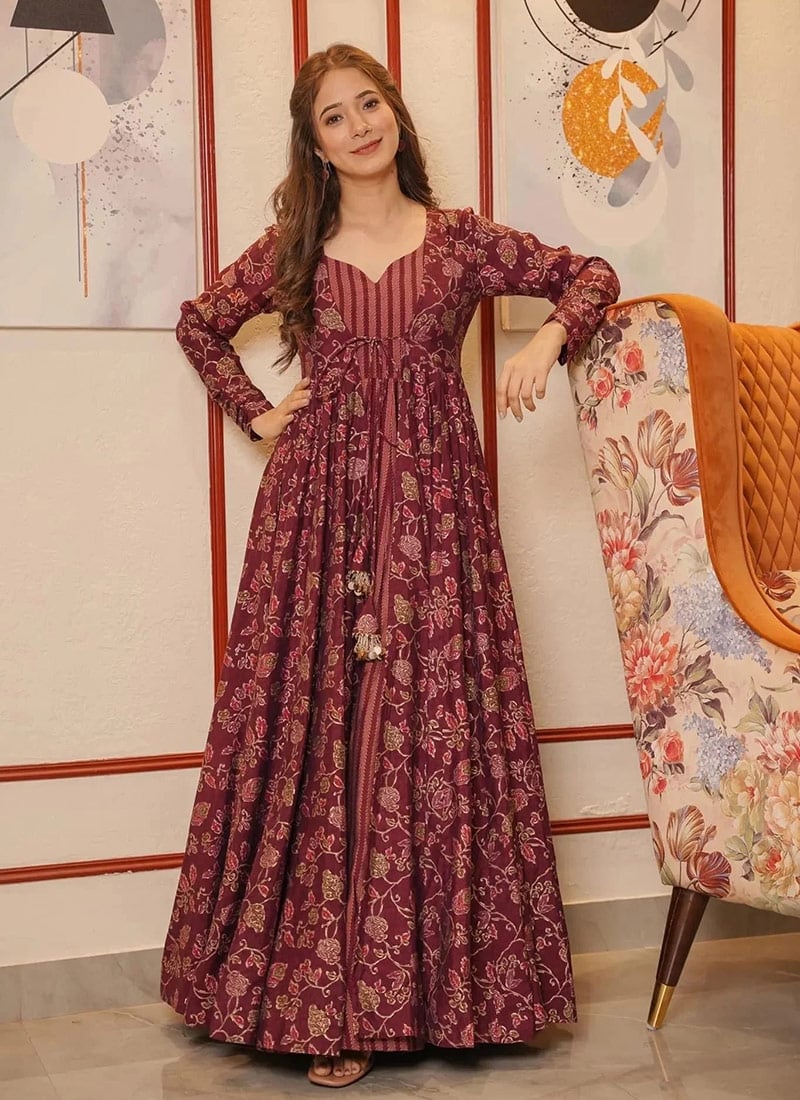 Floral Printed Flared Maxi Gown After Six Wear
