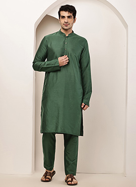 Fresh Green Viscose Silk Kurta Pyjama
