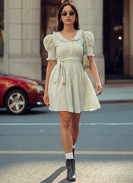 Fresh Mint Green Cotton Fit And Flare Mini Dress