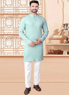 Fresh Sea Green Rayon Kurta Pyjama