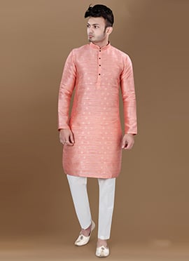 Fusia Pink Jacquard Silk Kurta Pyjama