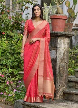 Gajri Pink Kalyani Silk Zari Woven Classic Saree