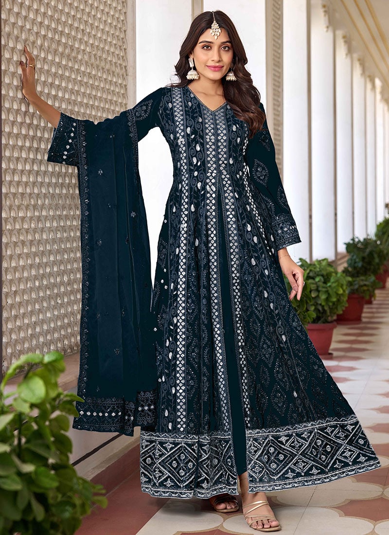 Georgeous Embroidered Sequins Anarkali Suit Party Wear