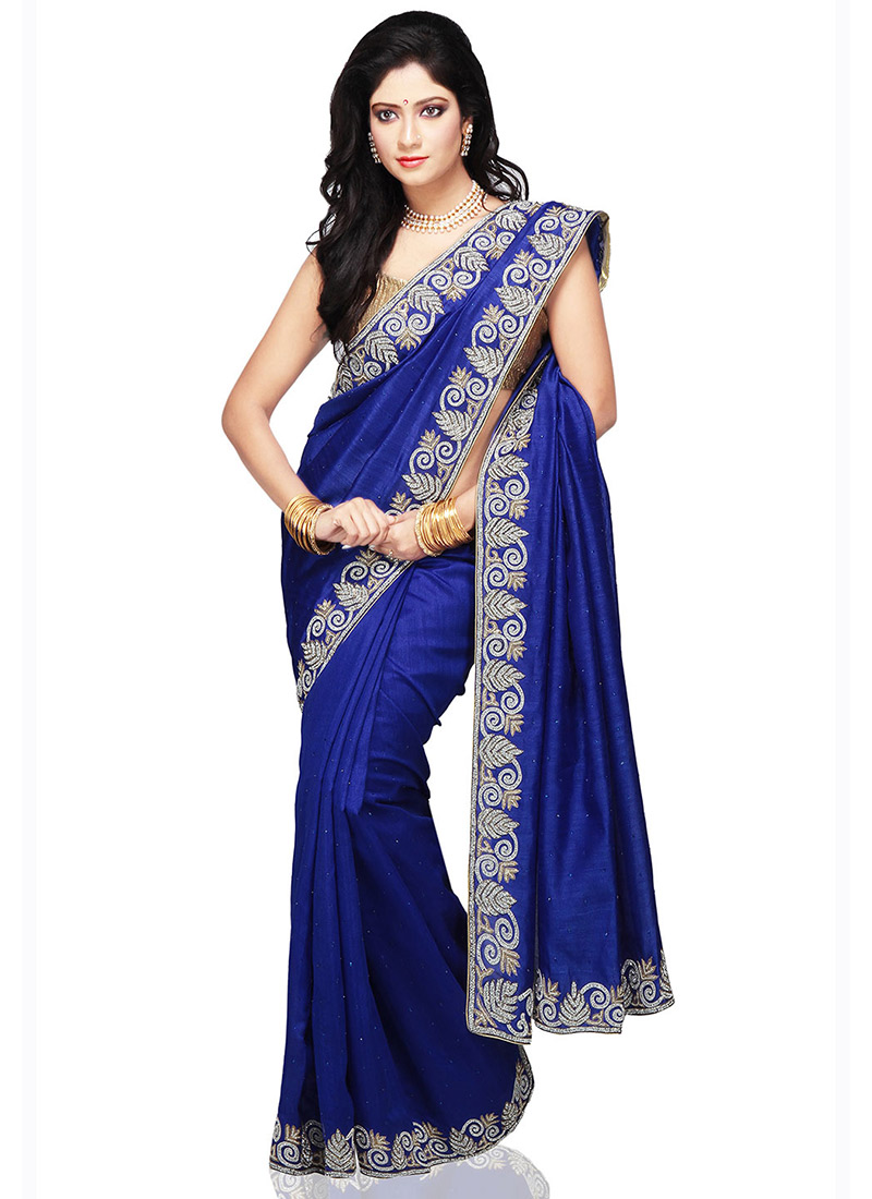 Georgette Blue Saree Party Wear