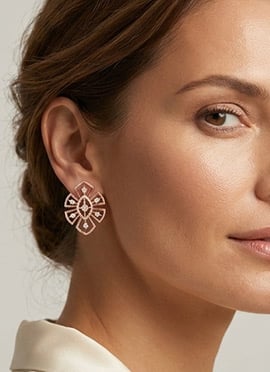 Glamorous Rose Gold 925 Sterling Silver Moissanite Accent Stud Earrings