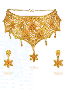 Gold Alloy Choker Necklace Set