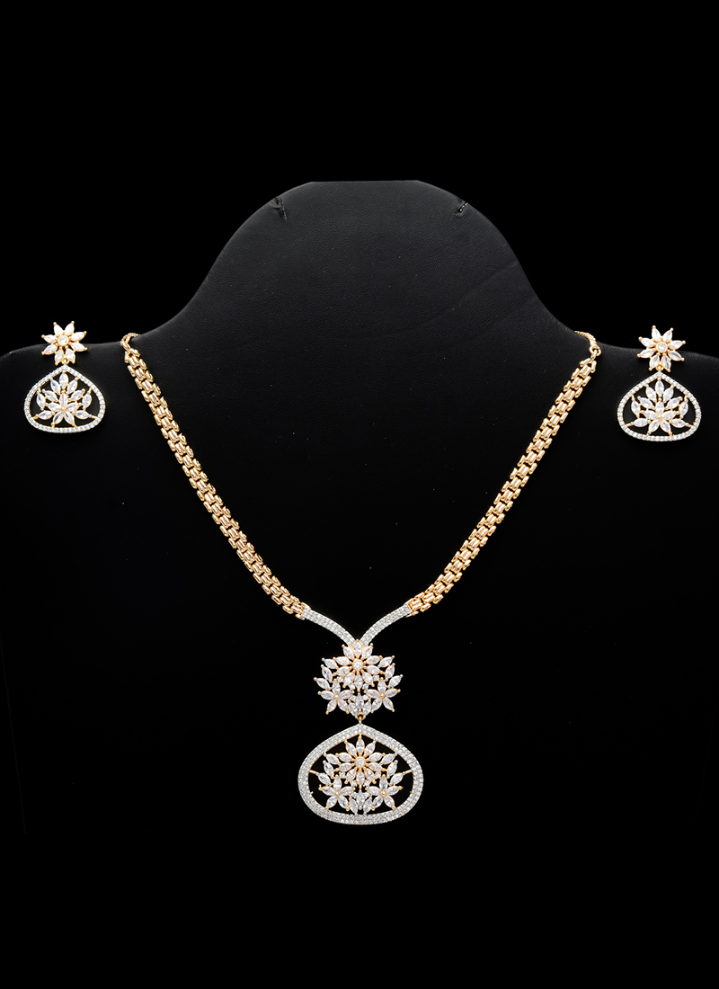Gold Alloy Stone Necklace