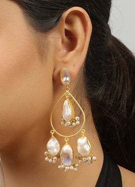 Gold Brass Kundan Danglers
