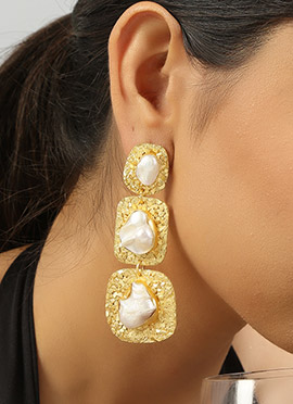 Gold Brass Stones Danglers