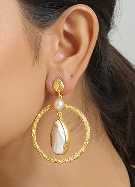 Gold Brass Kundan Danglers