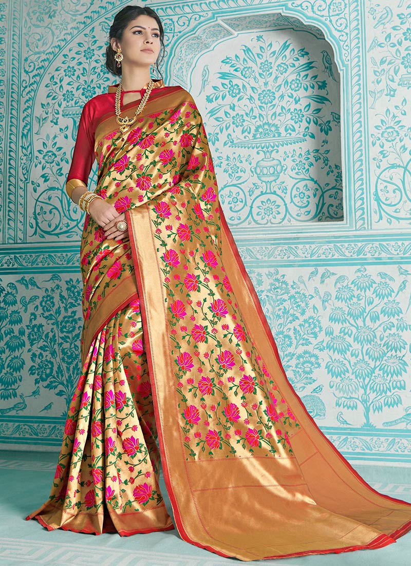 Gold Art Silk Benarasi Saree Festive Wear-SASRK88816