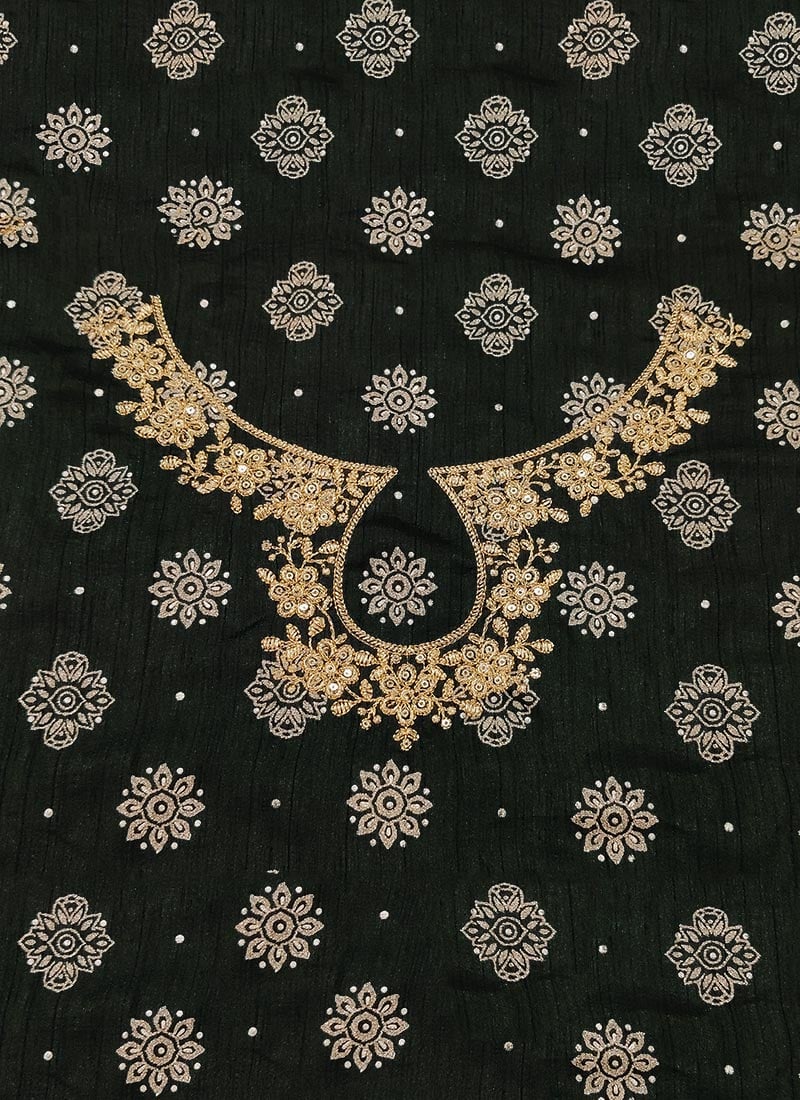 Gold Art Silk Embroidered Fabric
