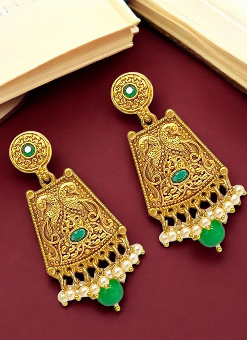 Gold Beads Adorned Drops Festive Wear