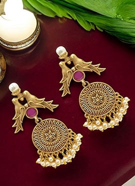Gold Beads And Kundan Adorned Danglers