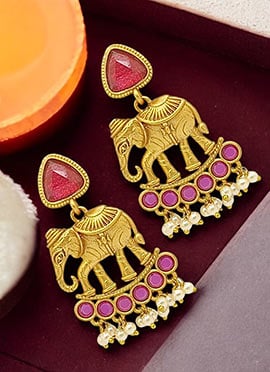 Gold Beads And Kundan Adorned Danglers