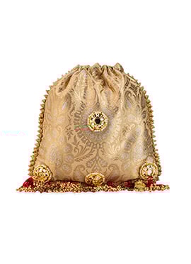 Gold Brocade Beads Potli