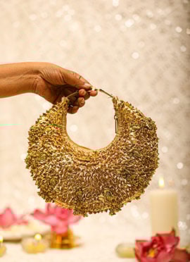 Gold Brocade Gota Work Potli For Women