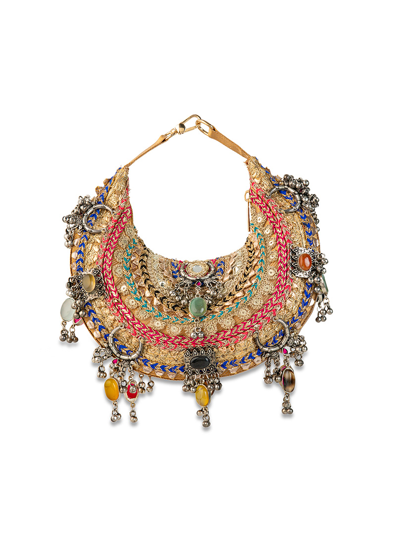 Gold Brocade Gota Zari Sequins Hand Bag Wedding Wear