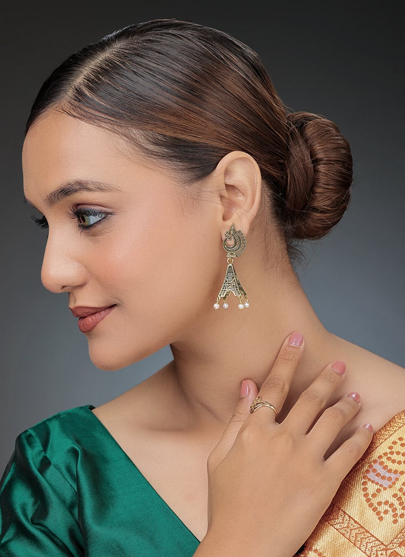 Gold Dangler Earrings Festive Wear