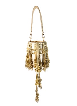 Gold Faux Leather Potli