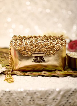 Gold Gota Embroidered Hand Bag For Women