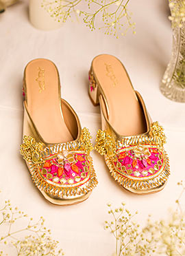 Gold Gota With Ghungroo Heels Juti