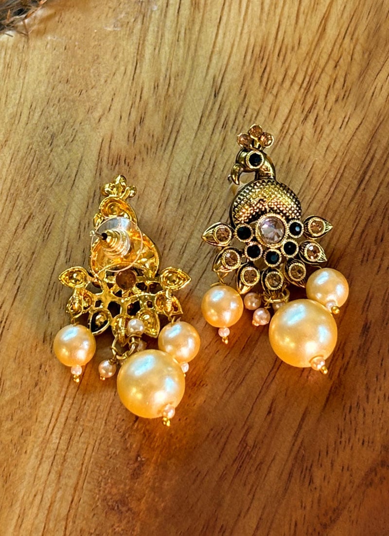 Gold Kundan And Moti Drops Festive Wear