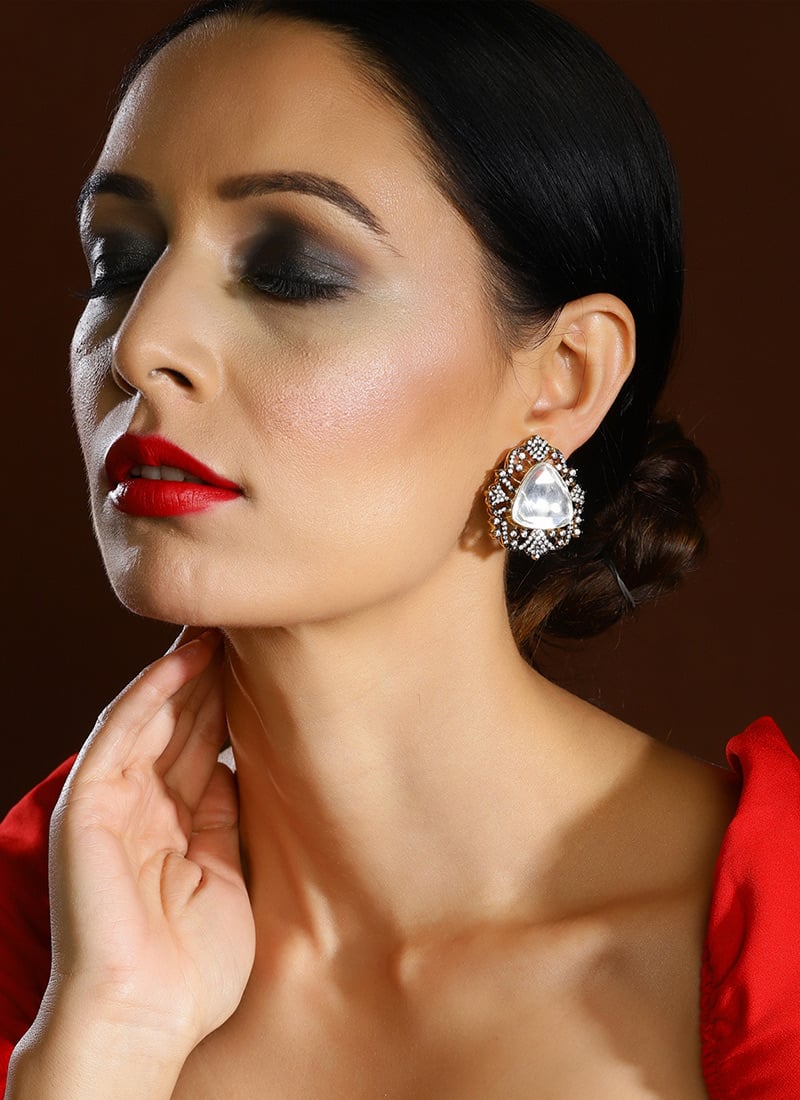 Gold Kundan And Stone Adorned Studs Festive Wear