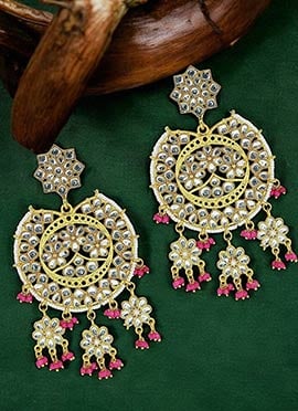 Gold Kundan Beads Danglers