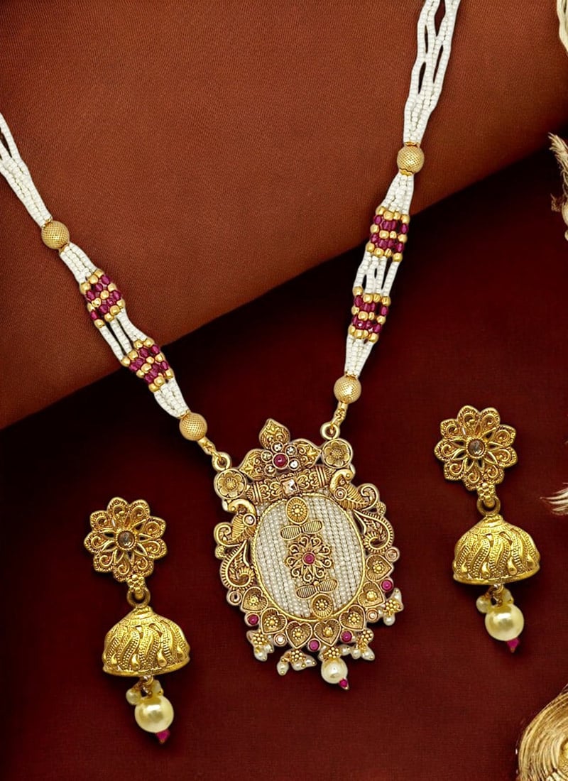 Gold Kundan Beads Necklace