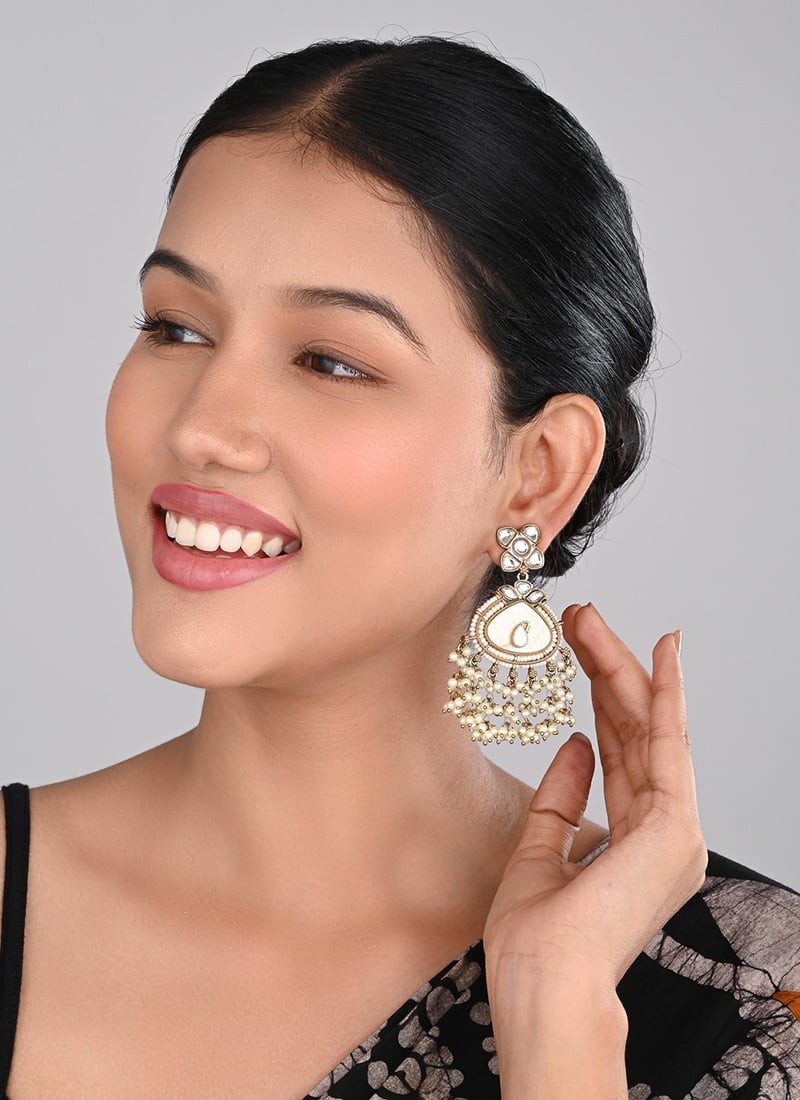 Gold Kundan Meenakari Chaand Bali Earrings After Six Wear