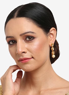 Gold Kundan Moti Danglers