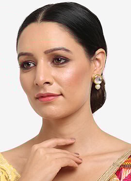 Gold Kundan Moti Drops