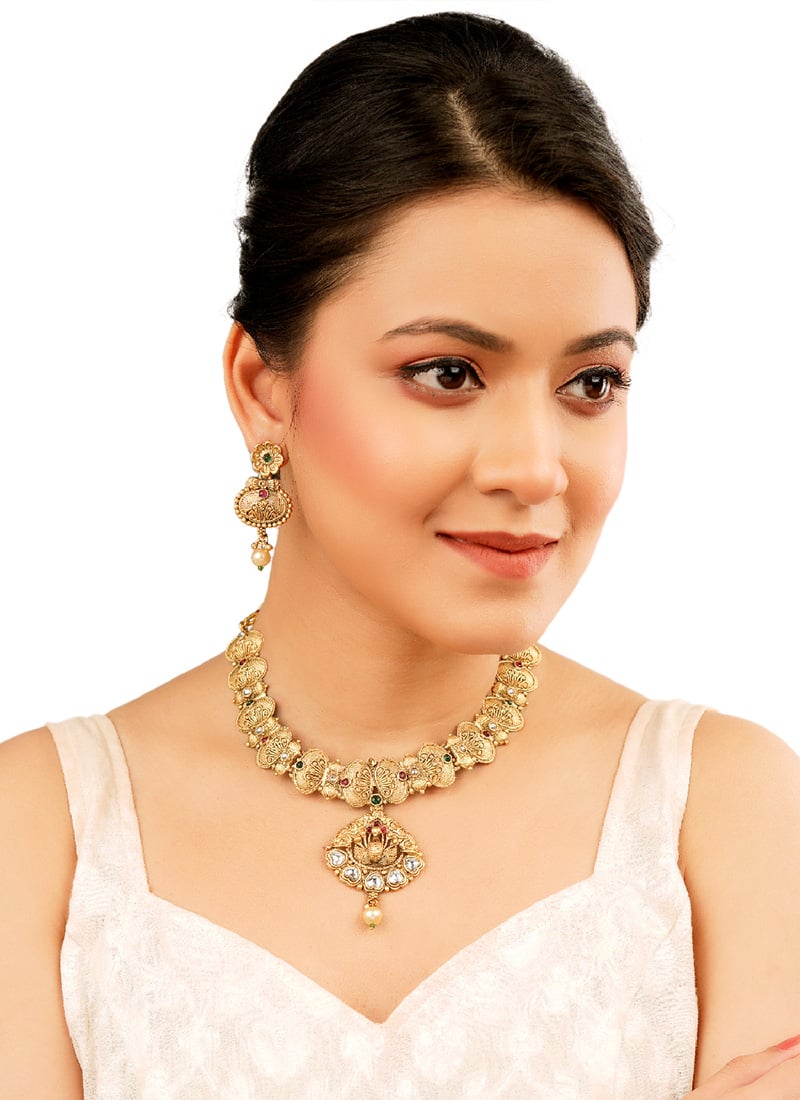 Gold Kundan Necklace Festive Wear