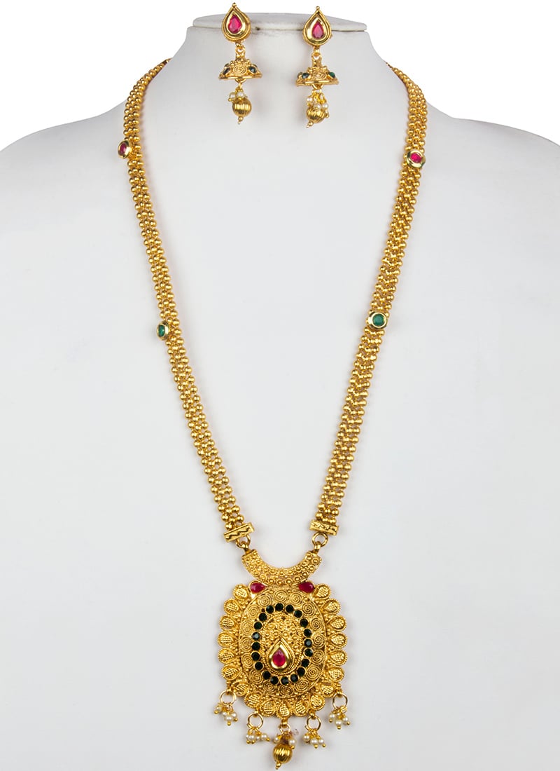 Gold Kundan Necklace Set Festive Wear