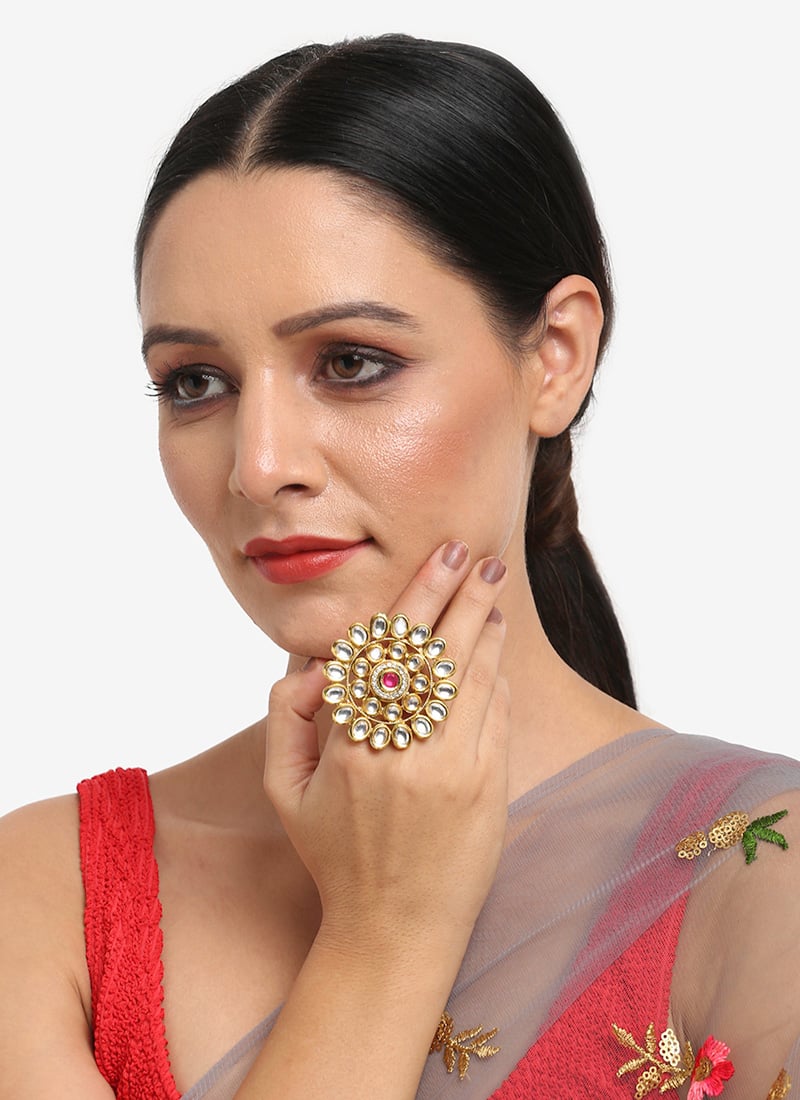 Gold Kundan Ring Festive Wear